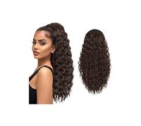 Ponytail Cheveux Curly Wavy Ponytail Extension Synthetic Drawstring Pony tail for Women 24Inch Long Clip in Hairpiece for Daily Party ponytail extension(Dark Brown)