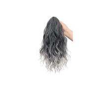 Ponytail Cheveux Extension queue de cheval 45 cm, postiche synthétique à clipser, ondulée et multicouche, for femme, idéale for une fête ou un Halloween. ponytail extension(Grey)