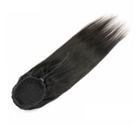 Ponytail Cheveux Extension queue de cheval avec cordon de serrage, cheveux humains afro lisses, couleur naturelle noire, for femmes, cheveux brésiliens ponytail extension(Black,20inch)