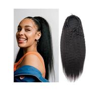 Ponytail Cheveux Extensions de cheveux humains Yaki crépus et lisses, queue de cheval brésilienne naturelle à clipser, postiches afro Remy ponytail extension(12INCH)