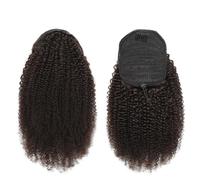 Ponytail Cheveux Human Hair Afro Kinky Curly Drawstring Ponytail for Black Women Afro Puff Pony tail Extension ponytail extension(Brown,16“)