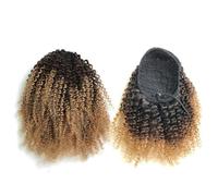Ponytail Cheveux Human Hair Afro Kinky Curly Drawstring Ponytail for Black Women Afro Puff Pony tail Extension ponytail extension(T1B/4/27,14“)