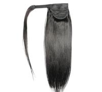 Ponytail Extension 16"-24" Extension de queue de cheval cheveux humains, postiche à clipser Remy Stragiht for un usage quotidien(#1B,22inch)