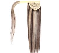 Ponytail Extension 16"-24" Extension de queue de cheval cheveux humains, postiche à clipser Remy Stragiht for un usage quotidien(P4/613,16inch)