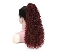 Ponytail Extension 20 Inch Drawstring Ponytail Extension For Women, Deep Curly Synthetic Mixed With Human Hair Hairpieces Afro Kinky Curly Pony Tail For Daily Use(118)