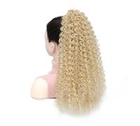 Ponytail Extension 20 Inch Drawstring Ponytail Extension For Women, Deep Curly Synthetic Mixed With Human Hair Hairpieces Afro Kinky Curly Pony Tail For Daily Use(27-613)