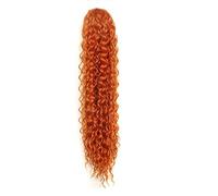 Ponytail Extension 24 Inch Curly Ponytail Extensions,Synthetic Deep Wave Drawstring for Black Women,Human with Clip In Thick Ponytail Hair Hairpiece(Orange)
