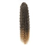 Ponytail Extension 24 Inch Curly Ponytail Extensions,Synthetic Deep Wave Drawstring for Black Women,Human with Clip In Thick Ponytail Hair Hairpiece(1BT27)