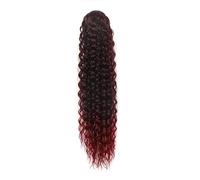 Ponytail Extension 24 Inch Curly Ponytail Extensions,Synthetic Deep Wave Drawstring for Black Women,Human with Clip In Thick Ponytail Hair Hairpiece(1BTBUG)