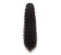 Ponytail Extension 24 Inch Curly Ponytail Extensions,Synthetic Deep Wave Drawstring for Black Women,Human with Clip In Thick Ponytail Hair Hairpiece(Black Brown)