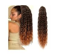 Ponytail Extension 24 Inch Curly Ponytail Extensions Synthetic Deep Wave Drawstring for Black Women Human Hair Feeling With Clip In Thick Natural Hairpiece(1BT30)