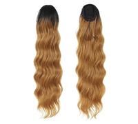 Ponytail Extension 28 Inch Long Body Wave Ponytail, Synthetic Heat Resistant Wrap Around Drawstring Curly Wavy Pony tail Clip in Hairpieces for Women(OT27)