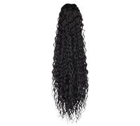 Ponytail Extension 30inch Long Curly Ponytail Extension,Synthetic Water Wave Drawstring Thick Pony Tail for Women with 2 Clips(Dark Brown2)