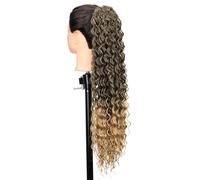 Ponytail Extension Curly Drawstring Ponytail Extension for Black Women Synthetic Clip in Long Wavy 22 Inch Fake Pony tail Hairpieces for Daily Use(1B27)