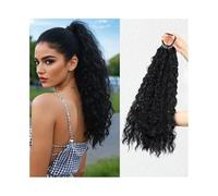 Ponytail Extension Curly Ponytail Extension with Hair Tie Hair Natural Wig Elastic Band Wave Fake Ponytail Wigs Accessories for Women Daily 18 Inch(1B)
