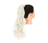 Ponytail Extension Extension De Cheveux Queue Cheval Ondulée Naturelle Longue Synthétique For Les Femmes Résistant À La Chaleur Enveloppant Autour Des Postiches Clipser(Platinum Blonde)