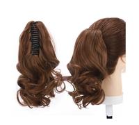 Ponytail Extension Extension De Cheveux Synthétiques Courts Ondulés En Queue Cheval Noir Et Marron, À Griffes Mâchoires Dans Un Postiche Clip For Femme(Light brown,18inches)