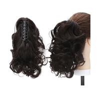 Ponytail Extension Extension De Cheveux Synthétiques Courts Ondulés En Queue Cheval Noir Et Marron, À Griffes Mâchoires Dans Un Postiche Clip For Femme(Dark brown,24inches)