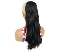 Ponytail Extension Extension de queue de cheval avec cordon de serrage de 24 pouces for femmes, postiche synthétique naturelle longue et bou ondulée for un usage quotidien(P922-1B)