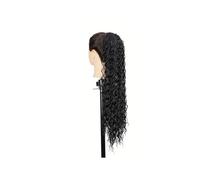 Ponytail Extension Extension de queue de cheval bou avec cordon de serrage for femme, 55 cm, synthétique, naturelle, noire, for une utilisation quotidienne en soirée.(1B)