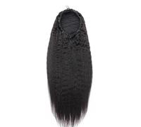 Ponytail Extension Extension de queue de cheval de cheveux humains droits Yaki for femmes, queues de cheval synthétiques épaisses et pelucheuses noires naturelles for un usage quotidien(20 inch)