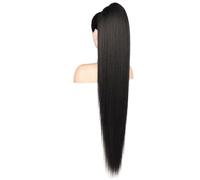 Ponytail Extension Extension de queue de cheval de cheveux humains vierges brésiliens, extensions de queue de cheval droites avec cordon de serrage for femme, noir naturel(16 inch)