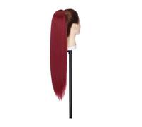 Ponytail Extension Extension De Queue De Cheval Lisse Yaki De 56 Cm (22 Pouces) For Femmes, Queue De Cheval Synthétique À Clipser, Cheveux Crépus Épais For Un Usage Quotidien(Red)