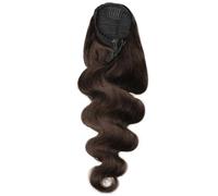 Ponytail Extension Extension de queue de cheval longue vague de corps, postiche ondulée bou avec cordon de serrage for femme, marron foncé(16 inch)