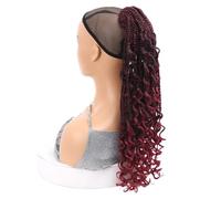 Ponytail Extension Extension de queue de cheval tressée synthétique de 45 cm (18 pouces) avec pointes bouclées for femmes noires(TBUG)