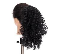Ponytail Extension Extension Queue Cheva Femmes Noires, Perruque Bouclée À Cordon Serrage 35 Cm, Extensions Synthétiques Courtes Afro Crépues Usage Quotidien(Black)