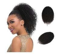 Ponytail Extension Extension Queue Cheval En Cheveux Humains Avec Cordon Serrage, Brésiliens Vierges For Femmes Noires, Crépus Bouclés, Clips Remy, Pièces Noirs Naturels(12INCHES)