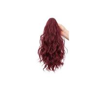 Ponytail Extension Extension queue de cheval 45 cm, postiche synthétique à clipser, ondulée et multicouche, for femme, idéale for une fête ou un Halloween.(Wine red)