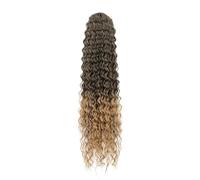 Ponytail Extension Extension queue de cheval 55 cm, postiche bouclée et ondulée avec cordon de serrage, postiche for femme, noir(Black Blonde)