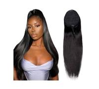 Ponytail Extension Extension Queue De Cheval À Cordon De Serrage, Cheveux Synthétiques Longs Et Raides, Postiche À Clipser For Femme, Noir Et Brun, 25,4 À 66 Cm(14inches)