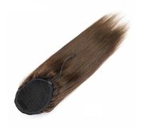 Ponytail Extension Extension queue de cheval avec cordon de serrage, cheveux humains afro lisses, couleur naturelle noire, for femmes, cheveux brésiliens(Dark Brown,20inch)