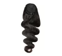 Ponytail Extension Extension queue de cheval ondulée à clipser, en cheveux brésiliens naturels, for femmes noires, noir naturel(14inch)