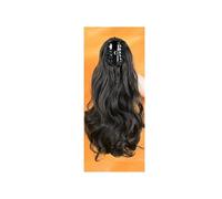 Ponytail Extension Extension queue de cheval synthétique à clipser for femme, cheveux ondulés dégradés, aspect naturel et doux(Natural black,18inch)
