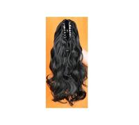 Ponytail Extension Extension queue de cheval synthétique à clipser for femme, cheveux ondulés dégradés, aspect naturel et doux(Natural Color,18inch)