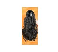 Ponytail Extension Extension queue de cheval synthétique à clipser for femme, cheveux ondulés dégradés, aspect naturel et doux(Natural black,18inch)