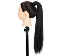 Ponytail Extension Extension queue de cheval synthétique de 55 cm de long, tresse lisse Yaki, à faire soi-même, for femmes et filles, idéale for les fêtes, le cosplay ou le quotidien.(1B)