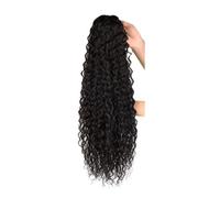 Ponytail Extension Extensions de cheveux bouclés à clipser, queue de cheval avec cordon de serrage, postiche, postiche, faux cheveux ondulés profonds(Dark brown,22inch)