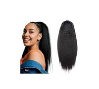 Ponytail Extension Extensions de cheveux humains Yaki crépus et lisses, queue de cheval brésilienne naturelle à clipser, postiches afro Remy(16inch)