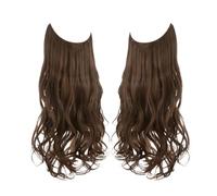 Ponytail Extension Extensions de cheveux synthétiques sans clips, faux cheveux naturels ondulés et bouclés for femme(Medium Ash Brown,16inches)
