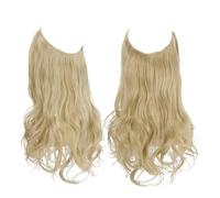 Ponytail Extension Extensions de cheveux synthétiques sans clips, faux cheveux naturels ondulés et bouclés for femme(Pale Ash Blonde,22INCHES)