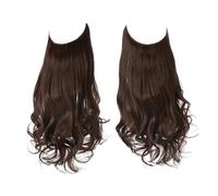 Ponytail Extension Extensions de cheveux synthétiques sans clips, faux cheveux naturels ondulés et bouclés for femme(Dark Auburn,14inches)