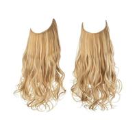 Ponytail Extension Extensions de cheveux synthétiques sans clips, faux cheveux naturels ondulés et bouclés for femme(Golden Beach Blonde,18inches)
