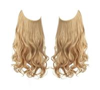 Ponytail Extension Extensions de cheveux synthétiques sans clips, faux cheveux naturels ondulés et bouclés for femme(Light Sandy Blonde,16inches)