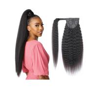 Ponytail Extension Extensions De Queue Cheval En Cheveux Humains Crépus Et Lisses, Couleur Noire Naturelle, Brésiliens Naturels, Postiche À Clip, Afro, 35,5 66 Cm(18inches)