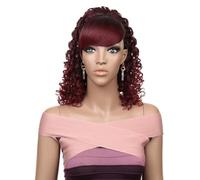 Ponytail Extension Extensions de queue de cheval bouclées courtes de 30 cm avec pinces, queues de cheval bouclées synthétiques à cordon, postiches(Burgundy)