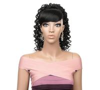 Ponytail Extension Extensions de queue de cheval bouclées courtes de 30 cm avec pinces, queues de cheval bouclées synthétiques à cordon, postiches(Black)